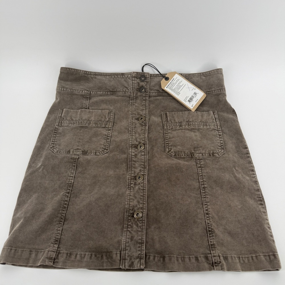 Prana Merrigan Skirt Womens 12 Mud Brown Corduroy Button Front Mini W33190879